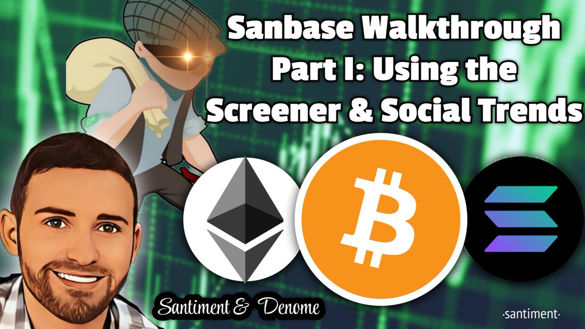 📺 We have just dropped the first part in a series of walkthroughs on Sanbase! Along with one of @santimentfeed's newer users and great content creators, @denomeme, join us as we talk about using the data screener and social dashboard to trade smarter! youtu.be/VnSGSNe5w00?ut…