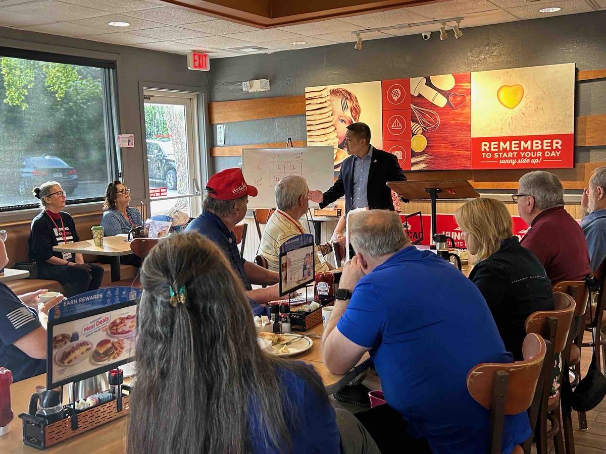 I stopped by for breakfast this morning with the @LynchburgGOP to meet with Virginians who are concerned about our out-of-control spending. As your U.S. Senator, I vow to fight for your interests.