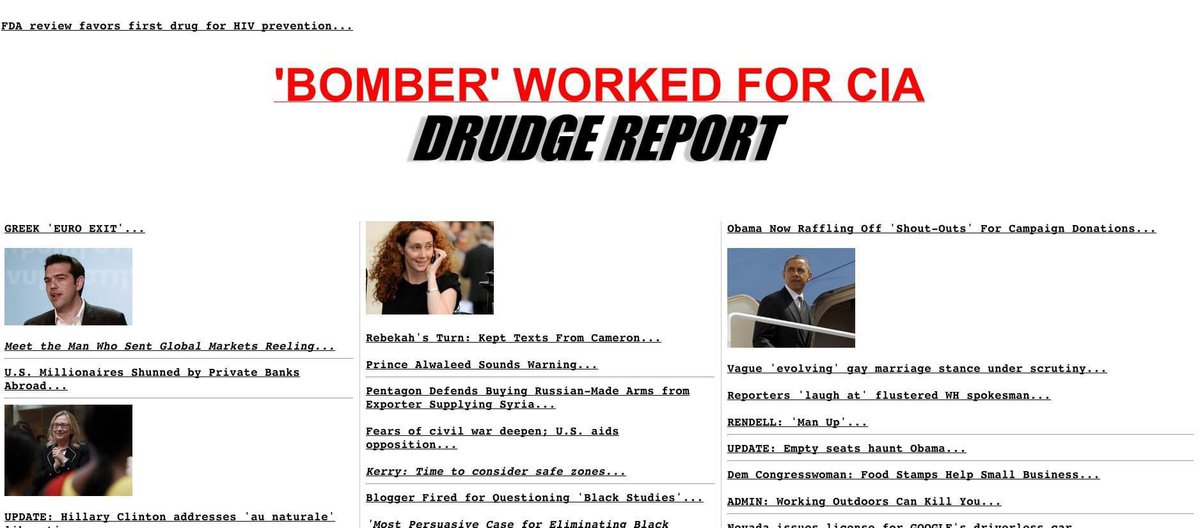 Drudge Report: 12 years ago, today “BOMBER WORKED FOR CIA”