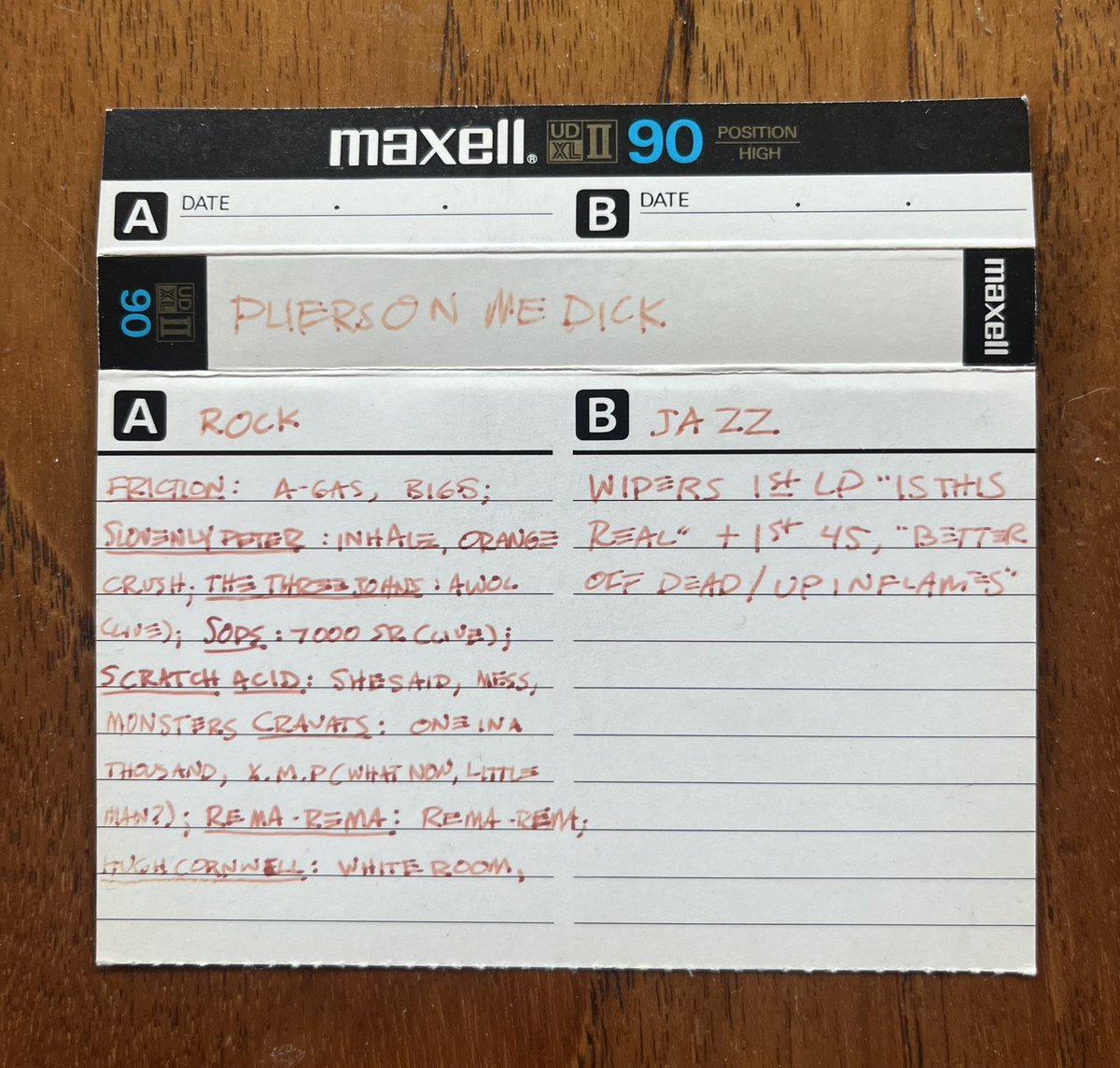 blackfaurest's tweet image. Two mix tapes that Steve Albini sent me in 1984 after I wrote about Big Black in my fanzine Hit the Trail. (I was 16 or 17.) Incredible: first time that I heard Ivor Cutler, Wipers, Scratch Acid, Friction, Slovenly, Cravats, etc., etc. What a sweetheart.