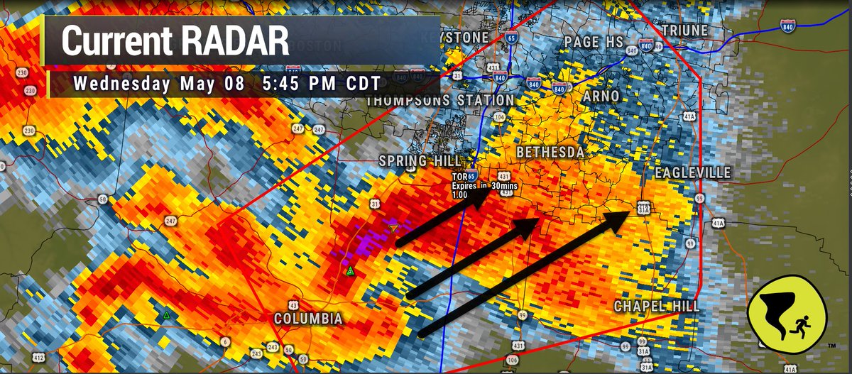 Tornado producing debris in Columbia now crossing HWY 99 east and moving NE toward Bethesda, Cross Keys Allisona College Grove TAKE COVER IMMEDIATELY / 544 pm /
