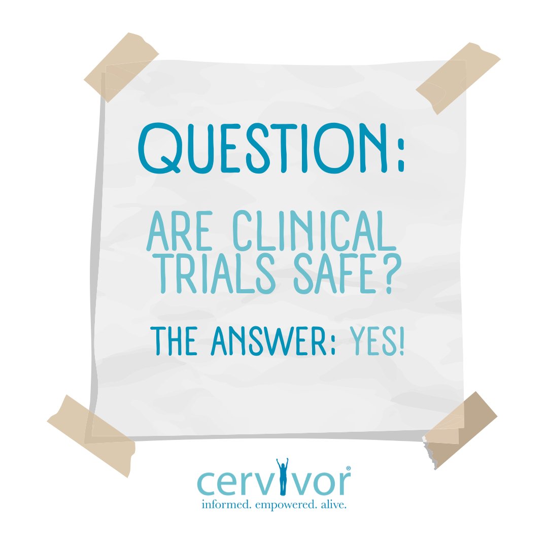 Wondering if #ClinicalTrials are safe? Before enrolling, each trial undergoes expert review to ensure it's based on sound science. Safety is safeguarded through informed consent, thorough protocol review, and ongoing monitoring. Learn more here: bit.ly/3JOSHYw #Cervivor