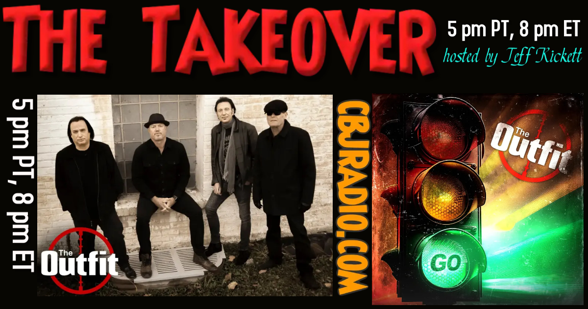 The Takeover hosted by @LawnPoke starts at 5 pm PT, 8 pm ET on CBJRadio.com. Tonight, Mark from @theoutfitrock is ON! Hear all about the band and their new album 'Go'! Listen for free. Join the Chat.