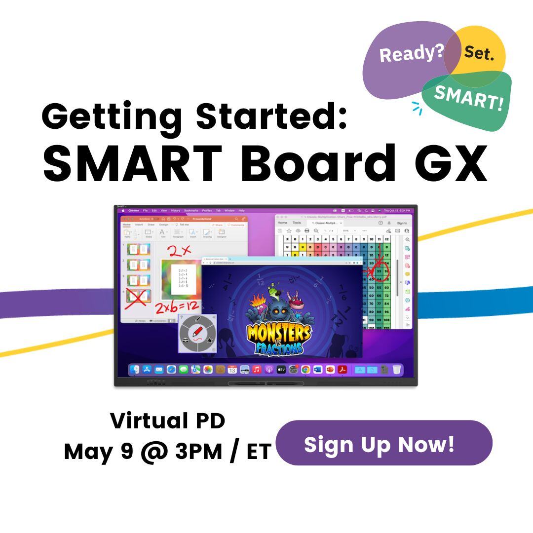 Step into the SMART Board GX with confidence in tomorrows live webinar. Start creating and instructing with ease and gain valuable PD hours. Join us tomorrow, May 9th, at 3 pm ET. It's not too late to sign up: bit.ly/3Wwrcdy