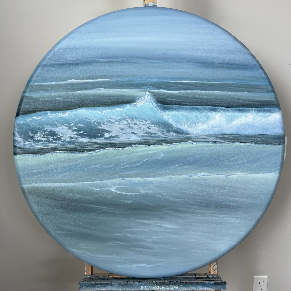 A work in progress on my easel. What do you think about this palette?
#oceanart #oilpainting