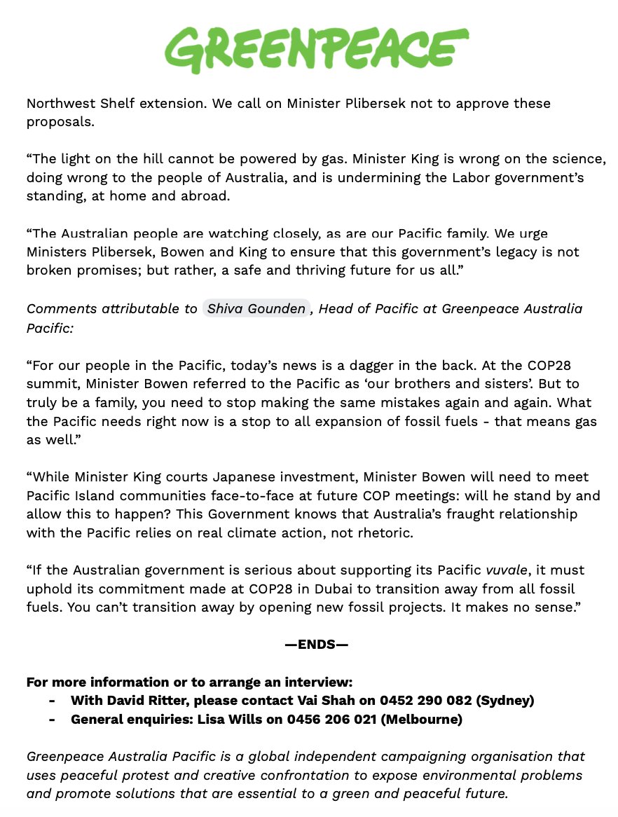Federal Resources Minister Madeleine King has today released the Federal Government’s ‘Future Gas Strategy’ - a betrayal of the Labor Government’s commitment to the Australian and Pacific communities to deliver urgent, accelerated climate action. #auspol #ClimateActionNow