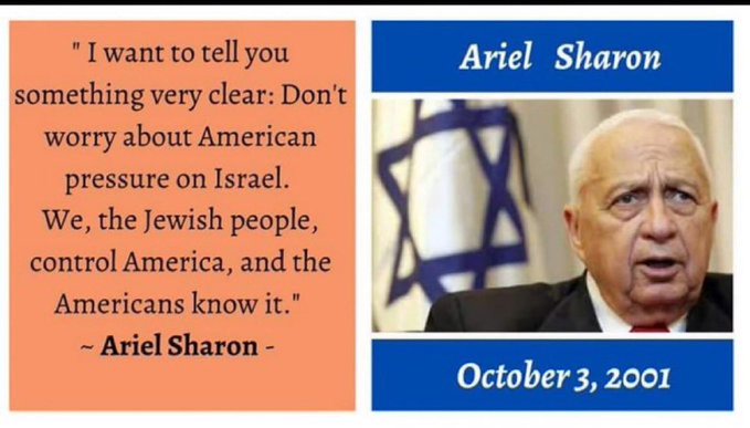 Ariel Sharon in 2001. 
We the people are done with Itsnotreal. I am over my tax dollars contributing to their occupation of Palestine, the murder of Palestinians and their free health care and subsided housing.