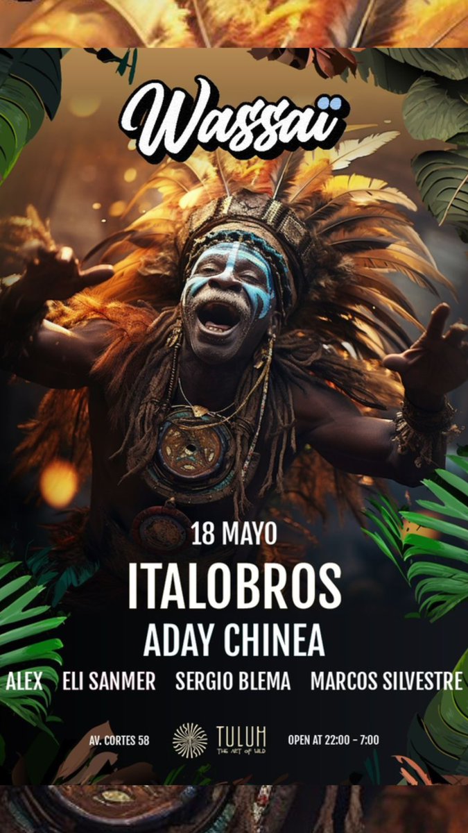 Sábado 18 de Mayo
Desde las 22:00H
#Wassai #Valencia