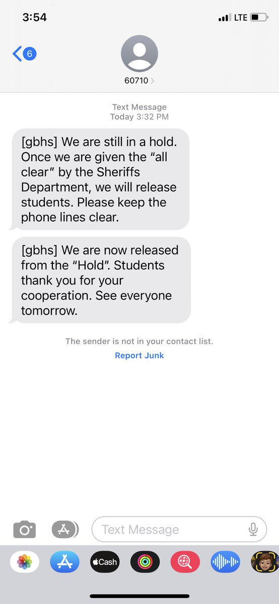 Not the kind of a message a parent wants to see when at work… Bomb threat at school… this shit has to stop!