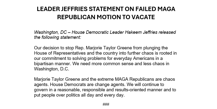 Democratic Leader Hakeem Jeffries: