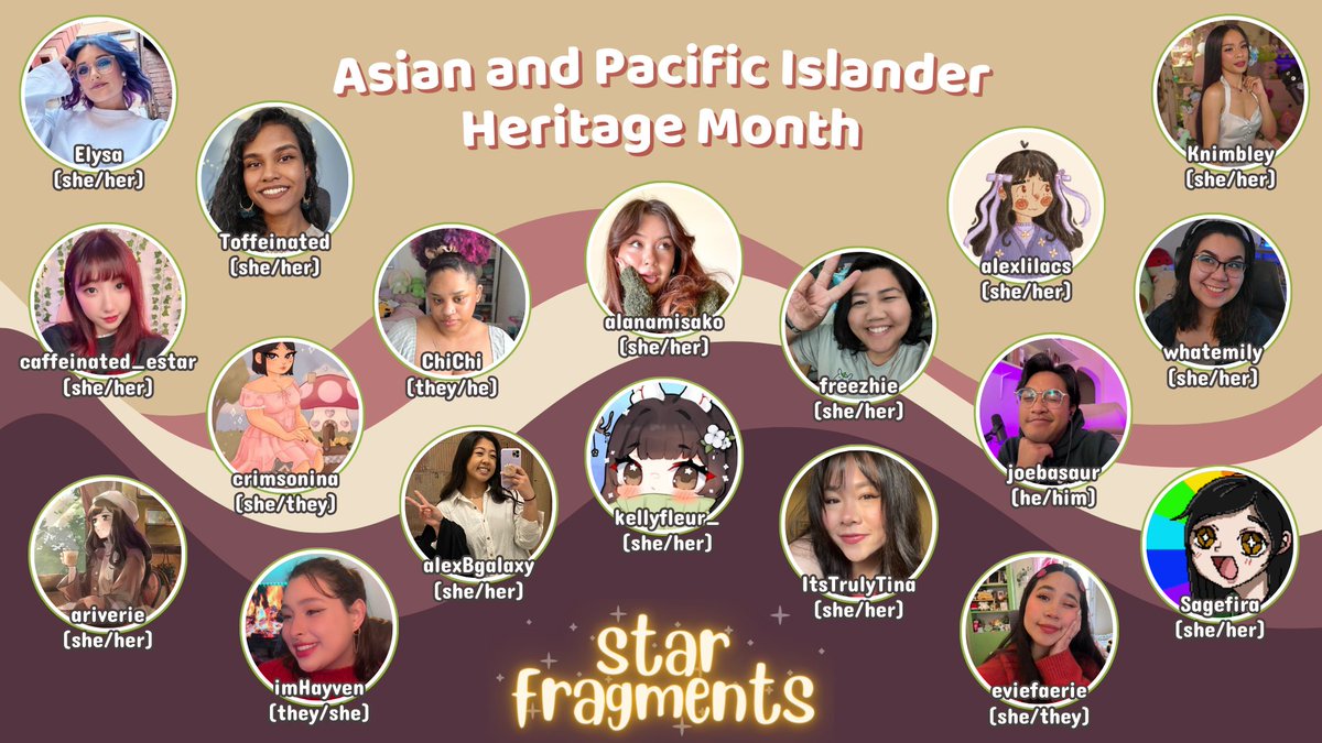 ✨ May is Asian and Pacific Islander Heritage Month! We want to highlight our wonderful team members in the API communities. Please consider checking out their streams and content this month! 💜