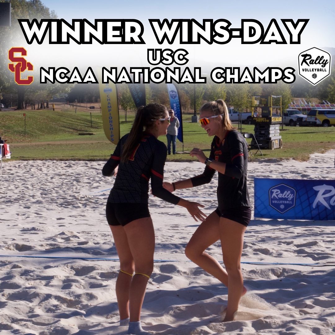 ANOTHER WINNER WINS-DAY and @USCBeach are CHAMPIONS once again‼️

Congrats to The USC Trojans for winning their 4th consecutive NCAA Beach National Championship🏆

#RallyVolleyball #BeachVolleyball #NCAAVB #NCAABeachVB