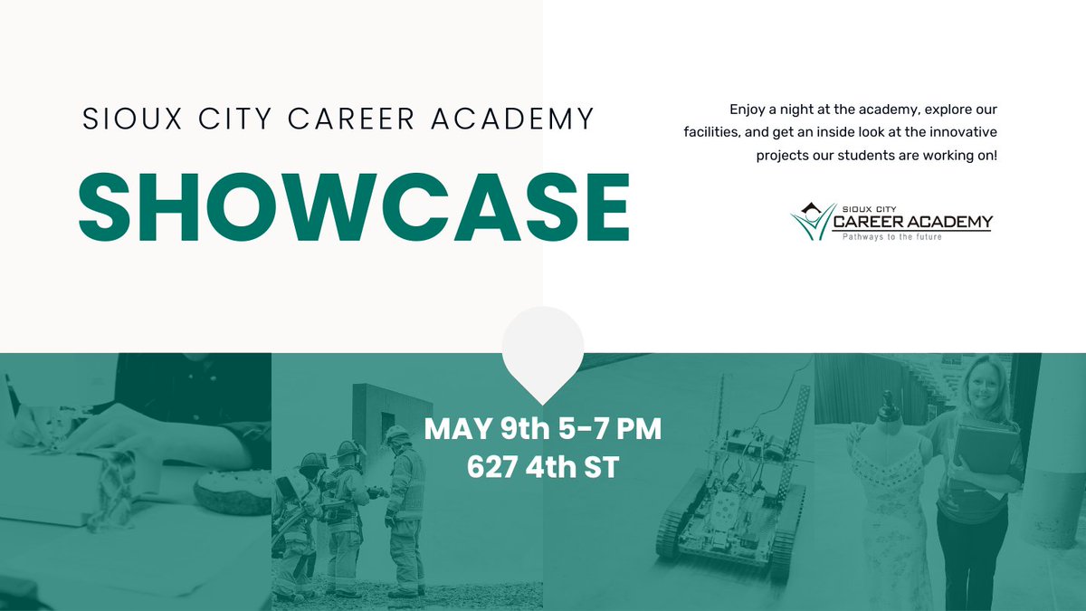 The Sioux City Career Academy Showcase is tomorrow, May 8, from 5-7 pm at 627 4th street. This event is open to the public and all are welcome to stop by to see the innovative projects our high school students have completed this year. Hope to see you there!