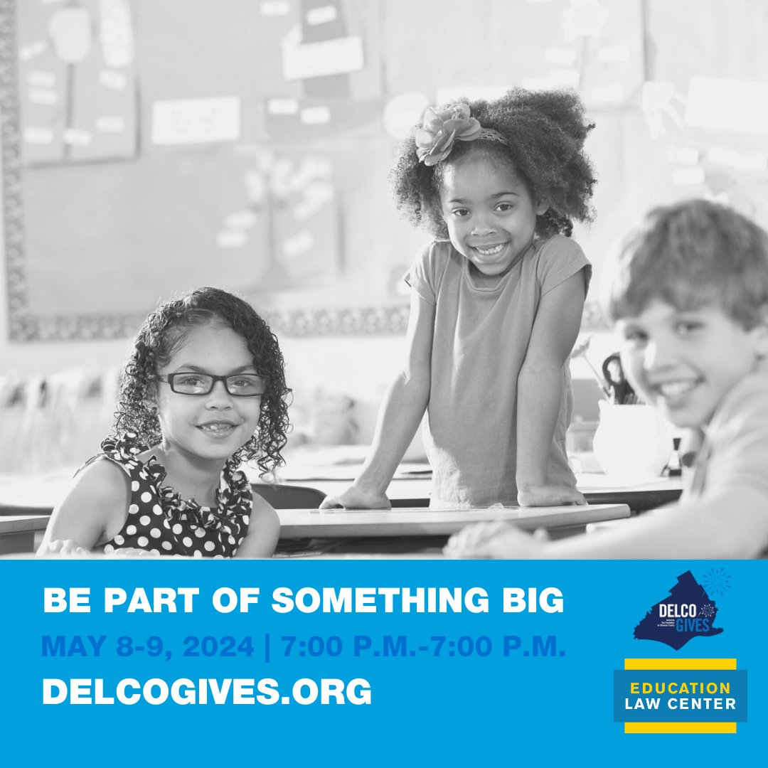 OK, Delco! For the next 24 hours, it's #DelcoGivesDay. Hope you'll join in this inaugural fund drive for a broad array of organizations including ELC that make a difference for Delaware Co. residents Join the action here: delcogives.org And here: delcogives.org/organizations/…