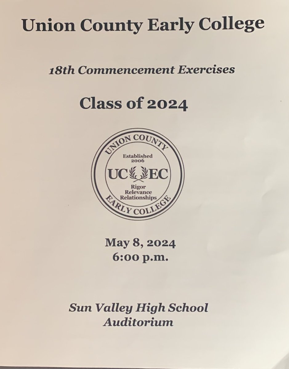 We are kicking off the @UCPSNC graduation season with the Class of 2024 from @UCEarlyCollege Congratulations! @AGHoulihan