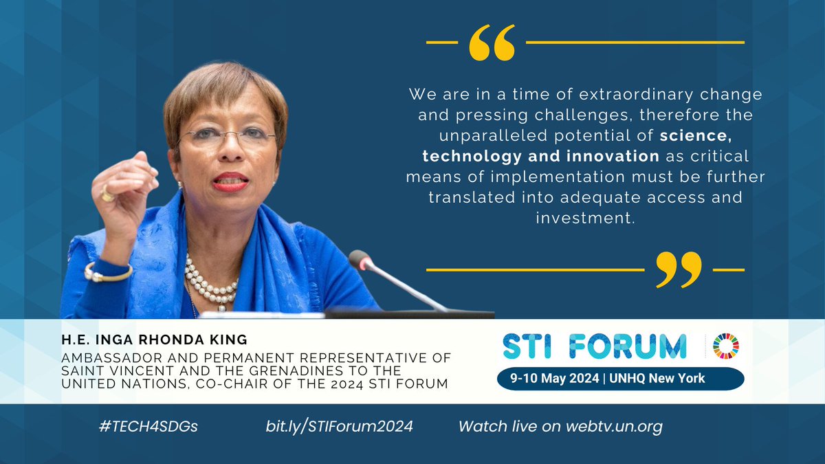 The Science, Technology & Innovation Forum kicks off on 9 May at UNHQ➡️bit.ly/STIForum2024

From #Tech4SDGs youth-led strategies to digital inclusion, the STI Forum goes live at 10AM New York time. ⤵️
webtv.un.org/en/asset/k1o/k…