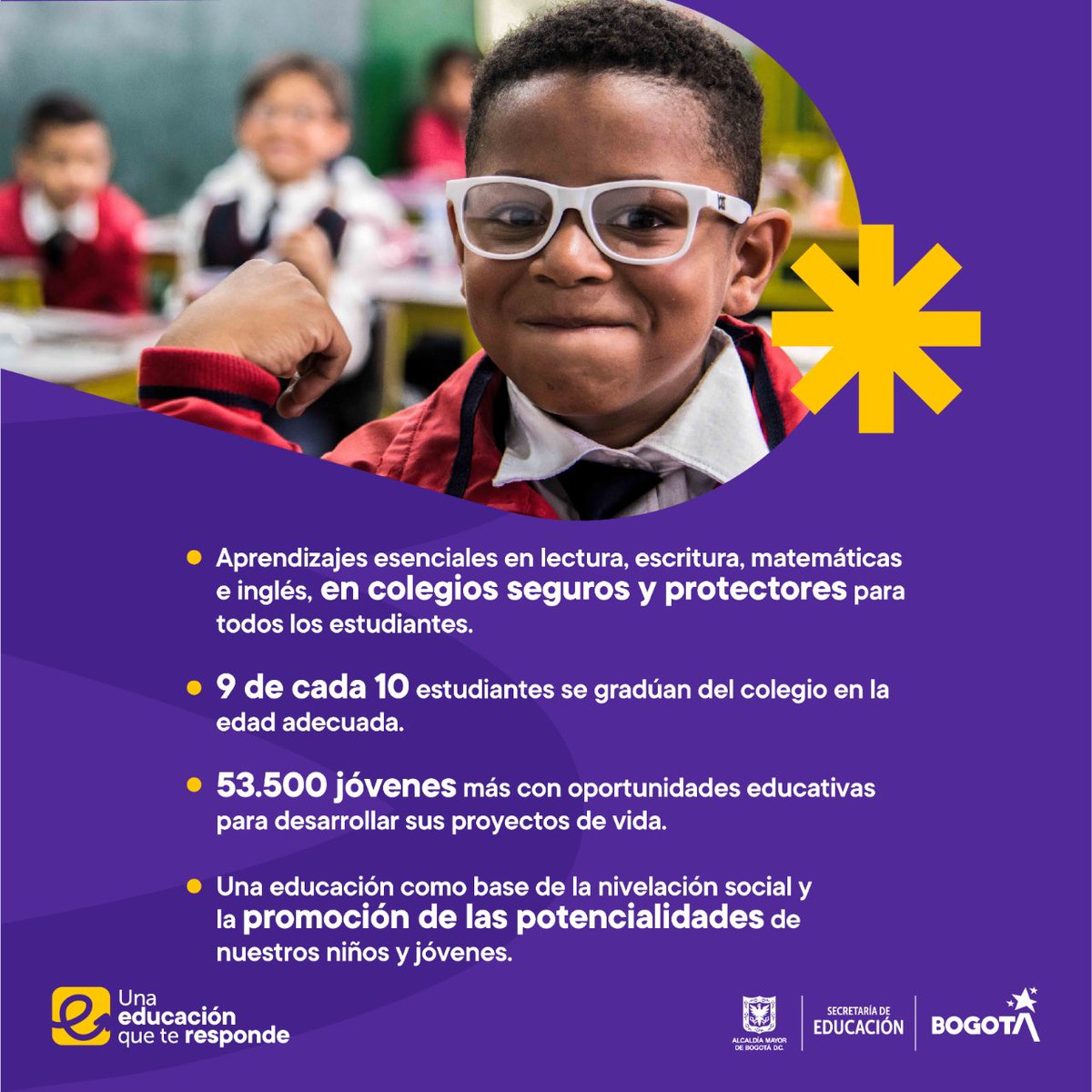 Hoy presentamos al @ConcejoDeBogota una parte muy importante de nuestra apuesta📄 por la calidad de la educación, #UnaEducaciónQueTeResponde, contenida en el objetivo 3 del #PDD. Con ese trabajo de @EducacionBogota y en articulación con otras entidades, nuestro legado será: