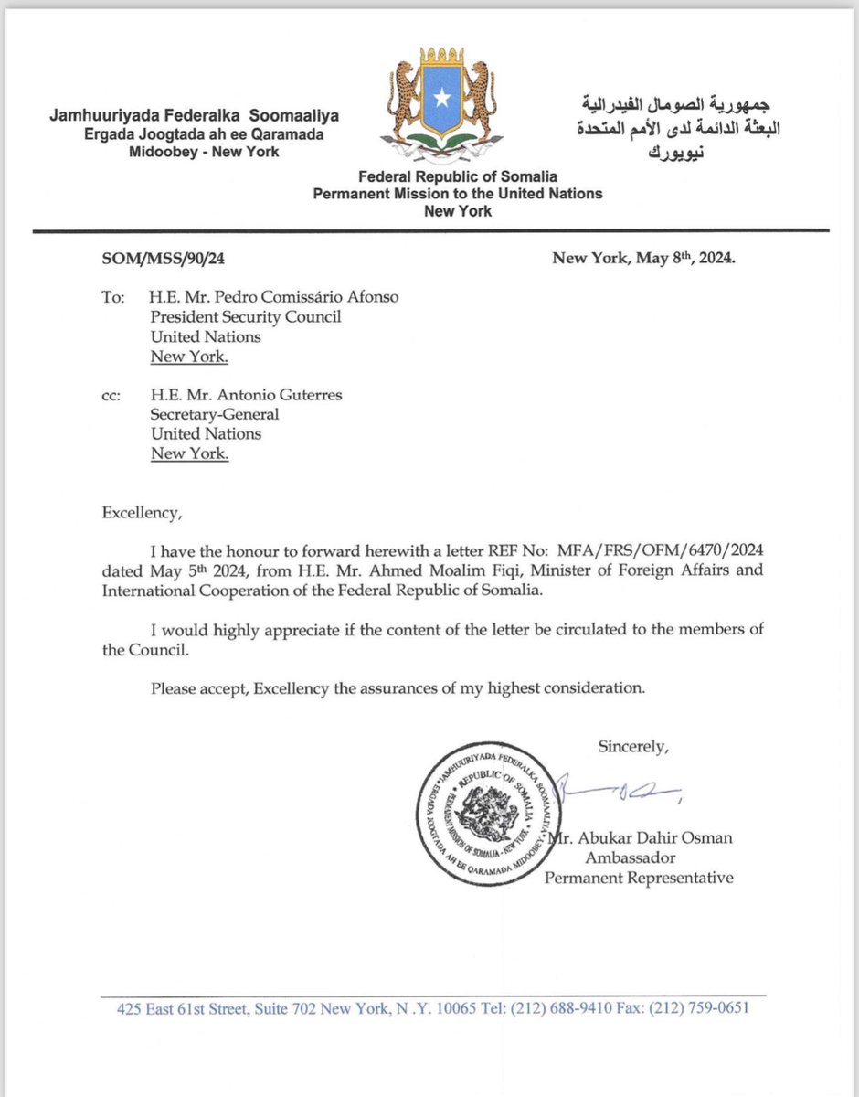 Somalia requests the UN to focus on not renewing Resolution 2705 in 2023 due to strategic considerations:

1. Somalia aims to transition from a UN Political Office to a UN Country presence rather than closing the office.

2. With a promising bid for a non-member UNSC seat in…