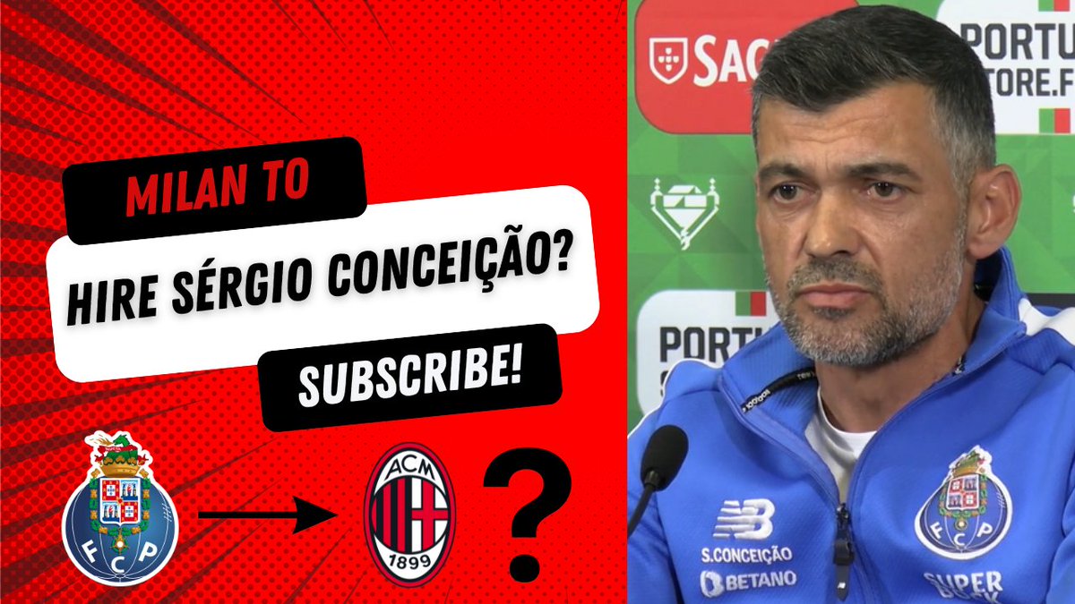 Why AC Milan Should Hire Sérgio Conceição 
 w/ <a href="/Matt_Santangelo/">Matt Santangelo</a> 
🔴Special Guest <a href="/ruizinho92/">Rui dos Santos 🔴⚫️🐉</a> 
⚫️Rui's Thoughts on Milan
🔴Sérgio Conceição's Personality and Style
⚫️Will Sérgio Conceição Be Hired?
youtu.be/wgwxG7TNZbI
