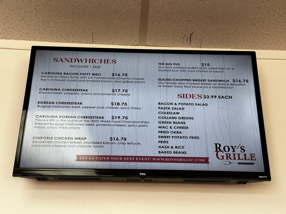Ventured out today to try somewhere new to us- Roy’s Grille in Irmo. The Columbia Foodies group raves about this spot. Bacon is house cured, pimento cheese is homemade. What you see plus 2 drinks was $45. Felt like portions were perfect sized, but felt small for money.
