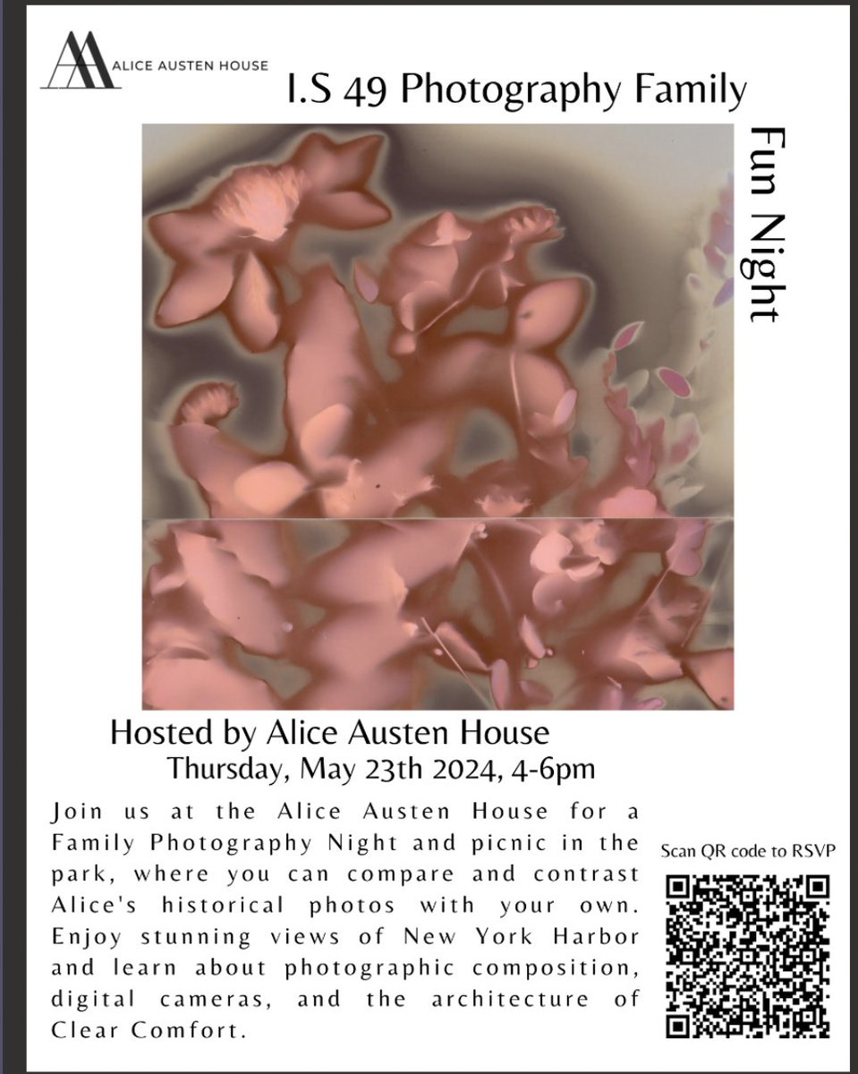 Attention Dreyfus families... Please join us on Thursday, May 23rd, at the Alice Austen House for a family photography night and picnic in the park.