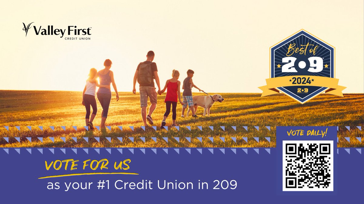 Thank you for choosing Valley First as your Best Credit Union in 209 three years in a row! We'd love for you to vote for us this year too. Choose Credit Union & Valley First bestof209.com/#/gallery/?gro… Voting ends 5/31 #ValleyFirstCreditUnion #MakingGoodHappen