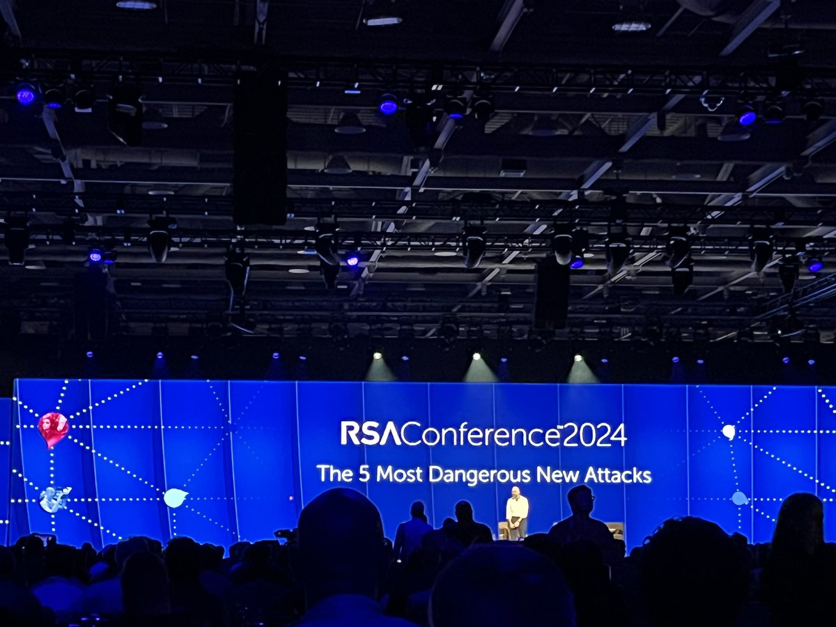 Always enjoy listening to this keynote session at #RSAC - the five most dangerous new attacks. Really highlights the rapidly evolving threat landscape