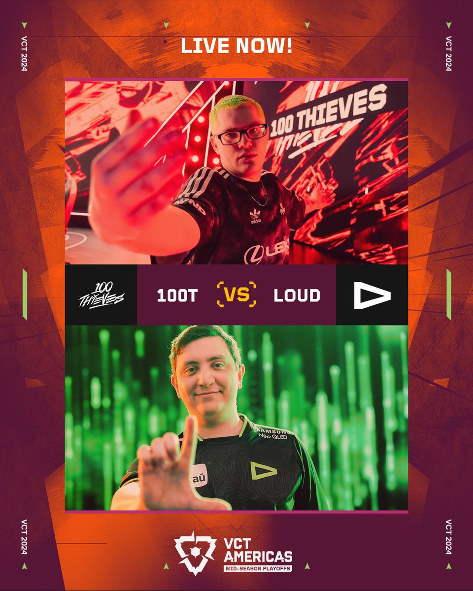 One team is fighting to maintain perfect international attendance. The other is looking to land their first major in almost three years. Tune in to see who moves on in #VCTAmericas Mid-Season Playoffs! ⚔️ @100T_VAL vs @LOUDgg 🗺️ Bind/Icebox/Ascent 📺 valorantesports.com