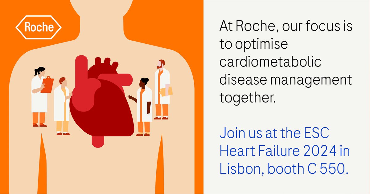 We are excited to connect with you at #HeartFailure2024. Together, we can redefine heart failure management by continuing innovation, connecting solutions, and creating evidence 🫀🩺#Roche #HeartFailure #ESCHF2024 #Cardiology #RocheProud