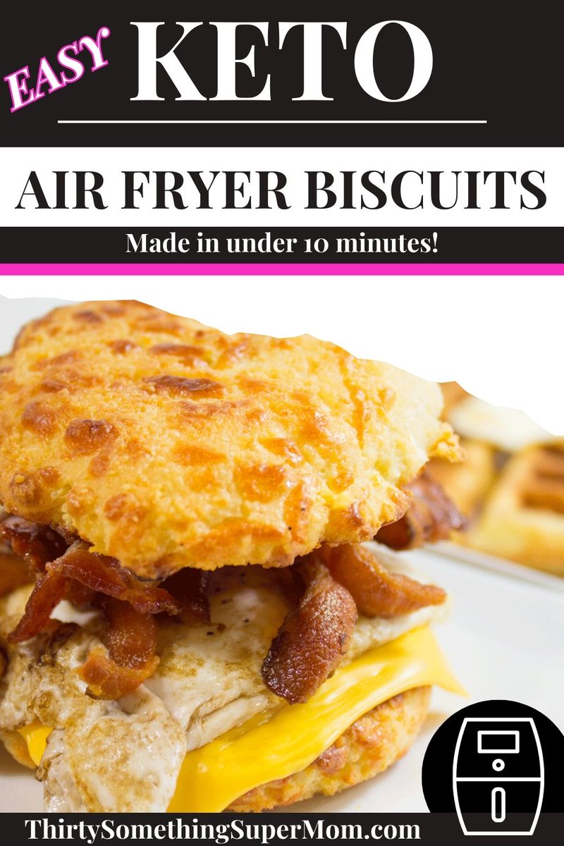These keto air fryer biscuits are made in less than 10 minutes! They are perfect for your morning egg sandwich and work great as a low carb side dish. 

#glutenfreebiscuits #ketoairfryer
thirtysomethingsupermom.com/keto-air-fryer…