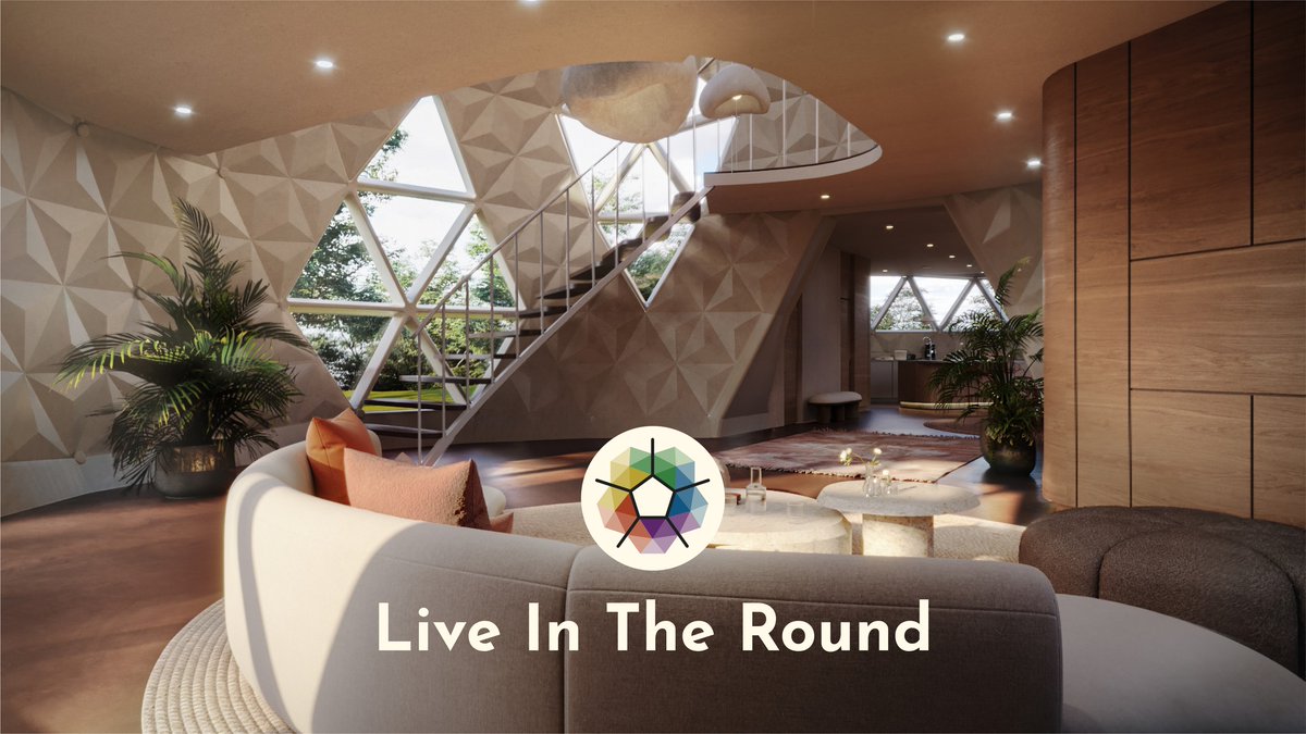 Out beyond ideas of right angles and hardlines, there's a bioceramic dome. Imagine living in the round. Held by the flower of life—golden ratio geometry—focusing into the center. What would you want in the center of your dome? geoship.is #naturalhome…