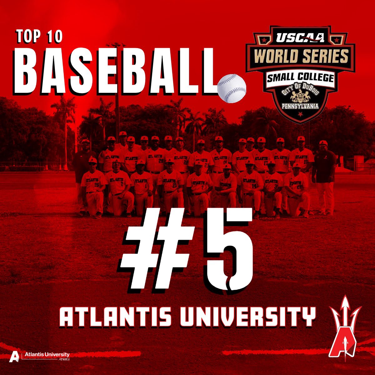 Home Run to History! 🌟⚾️ 
Congratulations !🍾 Step by step, inning by inning, our team hard work pays off to earn the spot in the World Series as we head to Pennsylvania! Let’s bring home the title! 🔱🏆❤️

#uscaa #uscaachampionships #top10 #atlantisuniversity #letsgoatlanteans