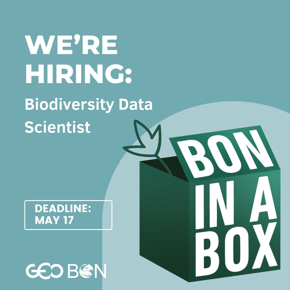 GEOBON_org's tweet photo. 🚨#HiringAlert for Biodiversity Data Scientist!
Collaborate with experts to develop EBVs and indicators workflows, assess results, present findings and be part of the #BONInABox project!
🇨🇦Based in Montreal
Apply now 👉 https://t.co/pfbDIBeJGE
Deadline: May 17th
#Retweet https://t.co/PLTui5hE0s