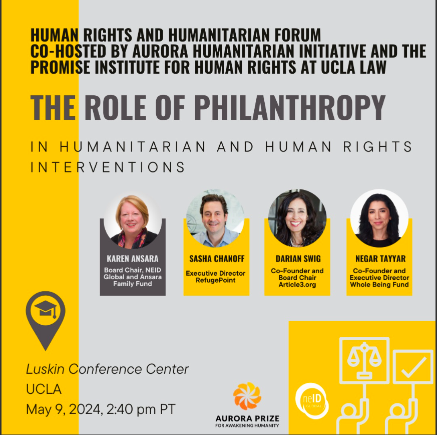 On May 9, join @NEIDonors at the 2024 #AuroraPrize to explore the role of #philanthropy in humanitarian & human rights interventions. The session will explore how philanthropy can make a lasting impact in times of polycrisis. ow.ly/kzi650RjzZF #TransformPhilanthropy