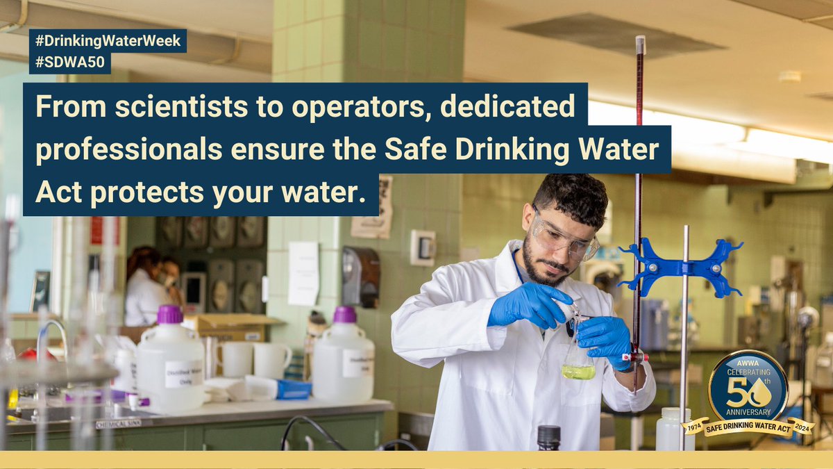 Behind the Safe Drinking Water Act are dedicated professionals working every day to ensure safe water in their communities. Celebrate their commitment to public health this #DrinkingWaterWeek. #SDWA50