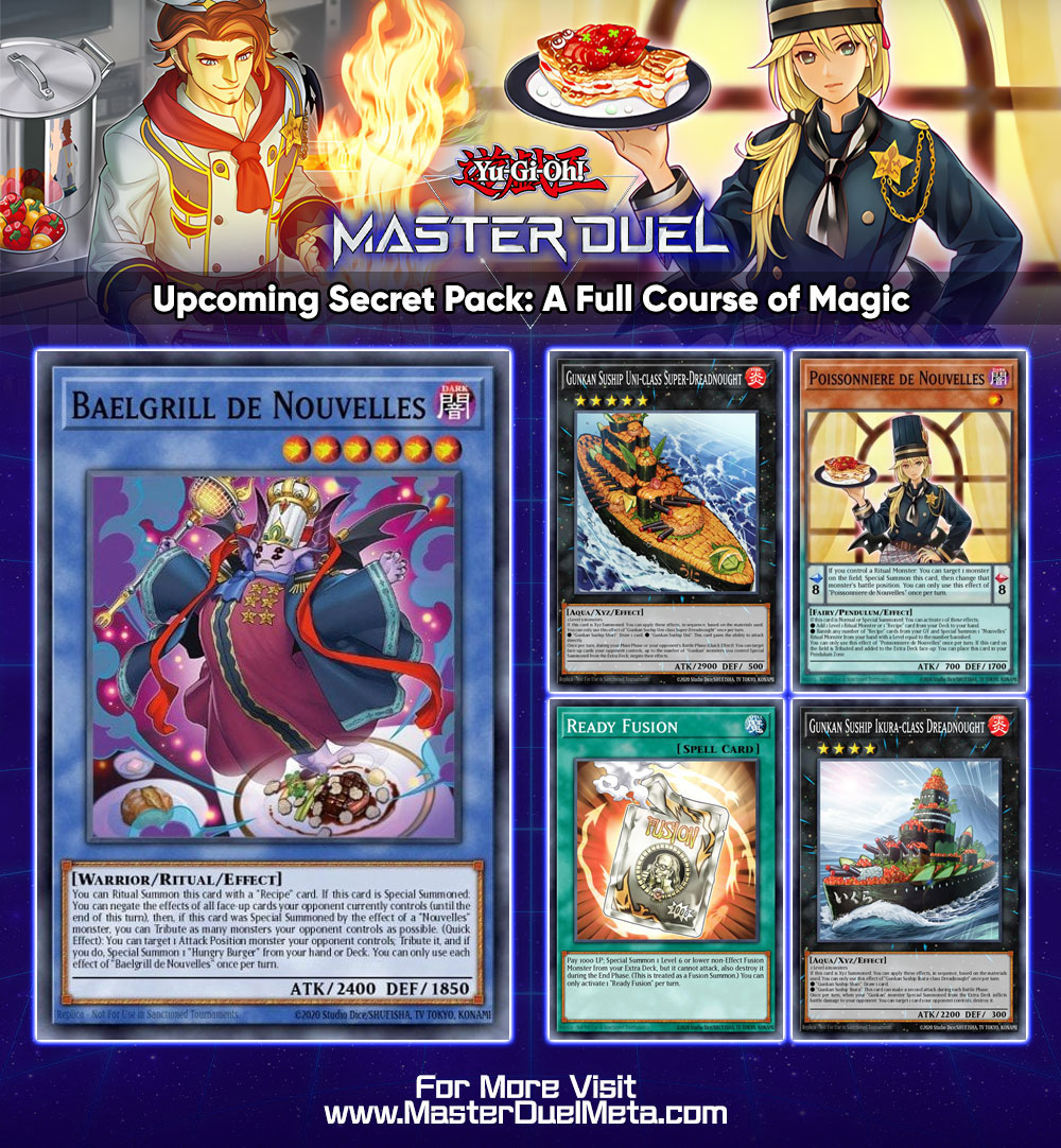 Who let Konami cook? A new Secret Pack: A Full Course of Magic will be available TOMORROW in Master Duel! Details: masterduelmeta.com/articles/news/… #MasterDuel #YuGiOh #YuGiOhMasterDuel #遊戯王マスターデュエル