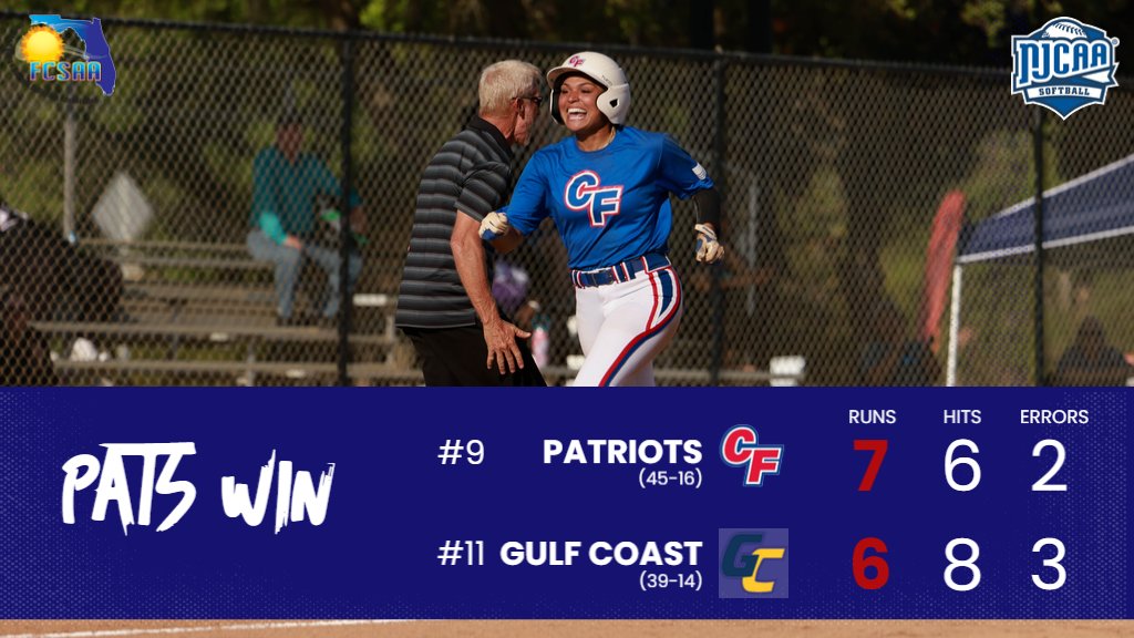 🚨PATS WIN🚨

CF advances to play Northwest Florida tomorrow at 4 PM 🙌

#GoPats