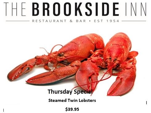 Thursday's Twin Lobster Special $39.95.
Reserve Your Set Today: 203-888-2272
#brooksideinnrestaurant #twinlobsterspecial #lobster
#brooksideinn1954.com