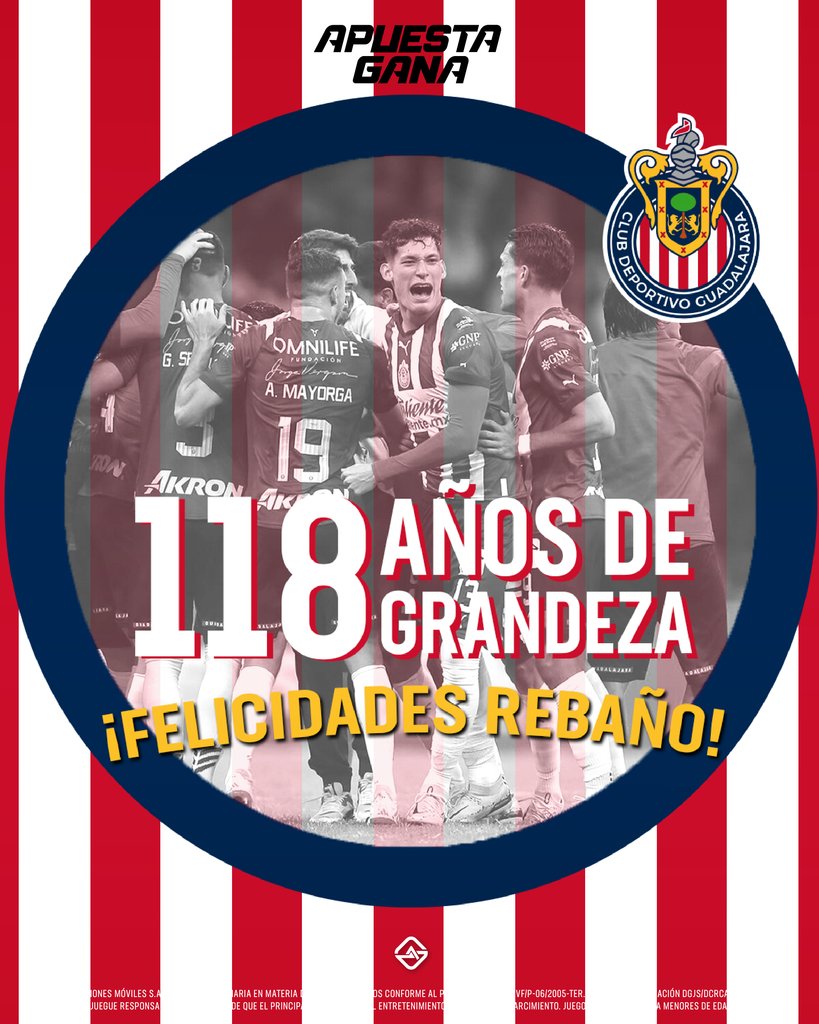 Hoy, hace 1️⃣1️⃣8️⃣ años, nació el equipo más mexicano 🇲🇽, @Chivas de Guadalajara. 🐏⚽️ ¡FELIZ ANIVERSARIO A CHIVAS Y SU GRAN AFICIÓN! 🎂 🎂 🎂 🎂 🎂 🎂 🎂 🎂 #Chivas #Guadalajara #aniversario #cumpleaños #118 #futbol #ligamx #cl24