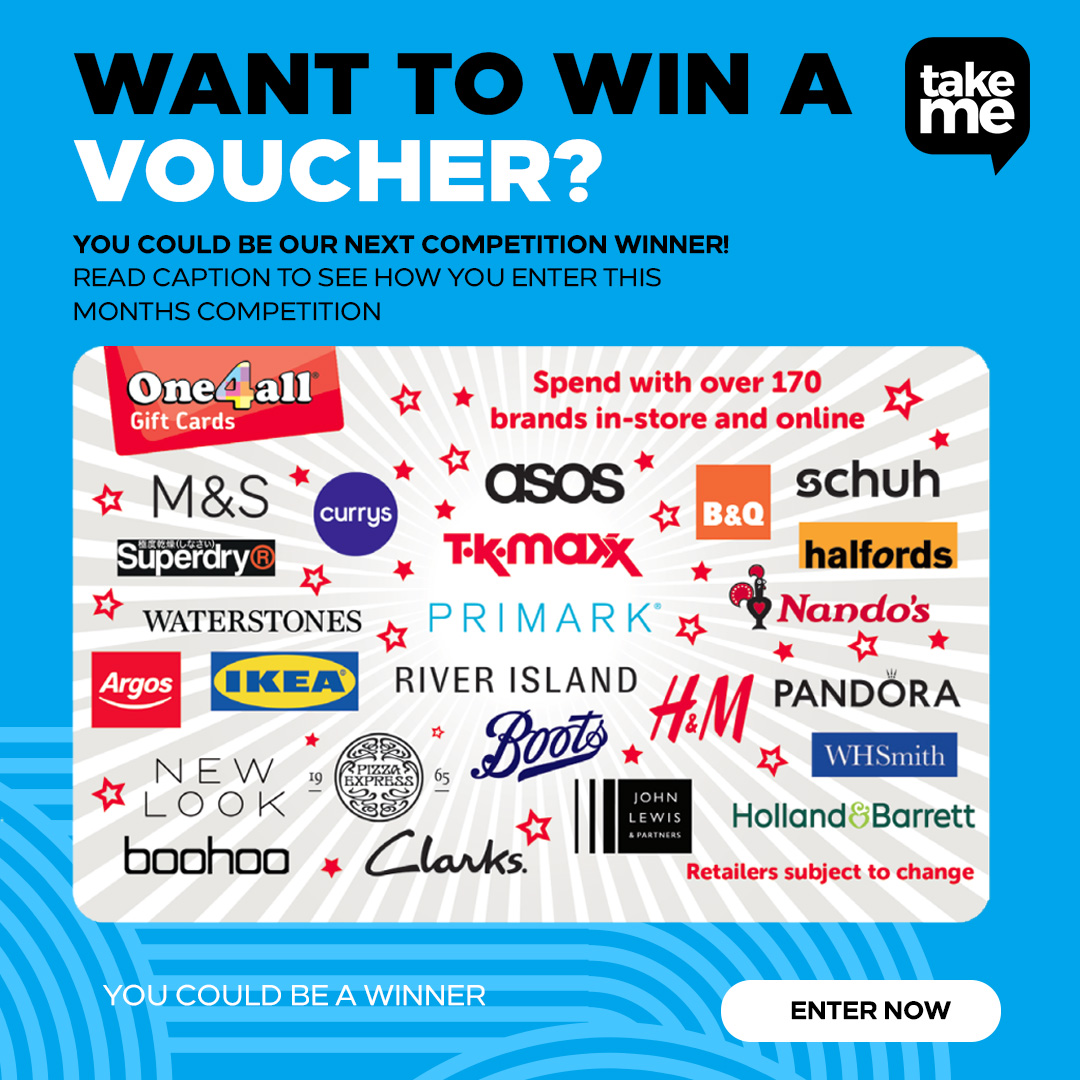 WIN £100 to spend on Amazon, Meal, Cinema vouchers… which would you like to win in this month’s FREE competition for you to enter. 1] LIKE this post 2] SHARE this post 3] Comment WHERE you would spend them 4] FOLLOW TAKE ME Winner announced at the end of each month. #TakeMe