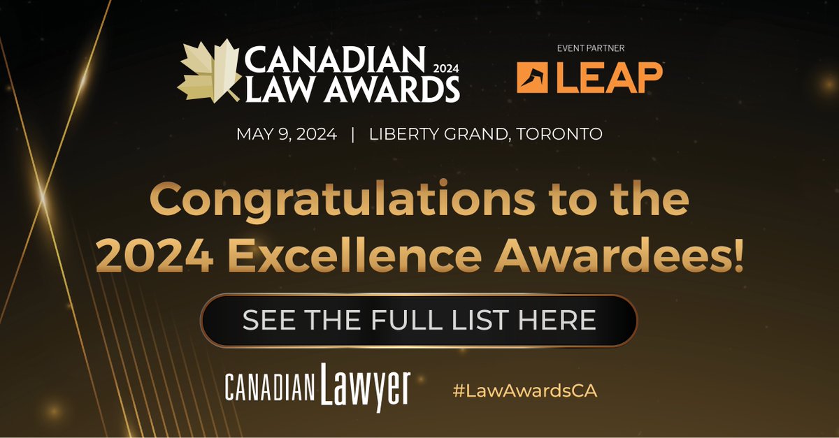 Join us tomorrow, as we come together to celebrate legal excellence at the highly anticipated Canadian Law Awards 2024! 🌟

Don't miss out on this prestigious event! 

hubs.la/Q02tQVCt0 

#CanadianLawAwards #LegalExcellence #LawAwardsCA #LegalIndustry