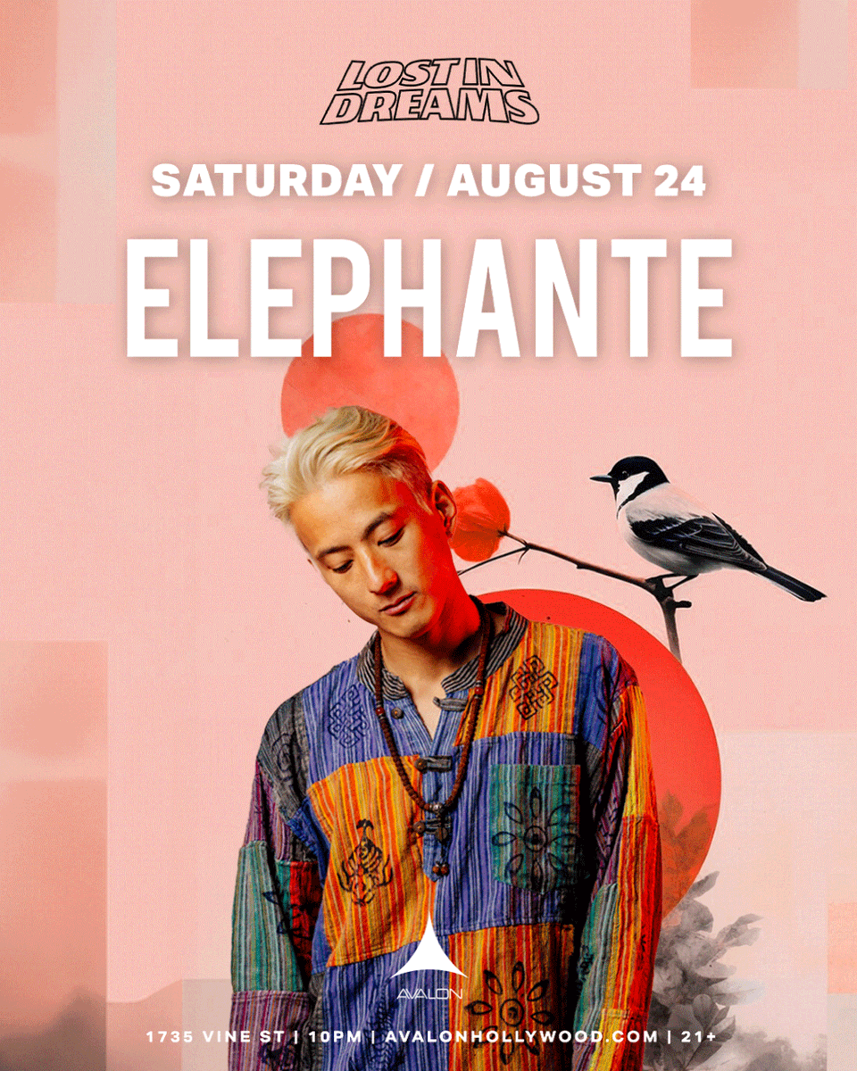 Lose yourself in the melodic soundscapes of multi-talented genre blender & impactful lyricist @iamtheELEPHANTE for #LostinDreams on Saturday, 8/24. ☁️✨ Early Bird tickets are on sale now. 🧡 → lostindreams.co/elephante-la