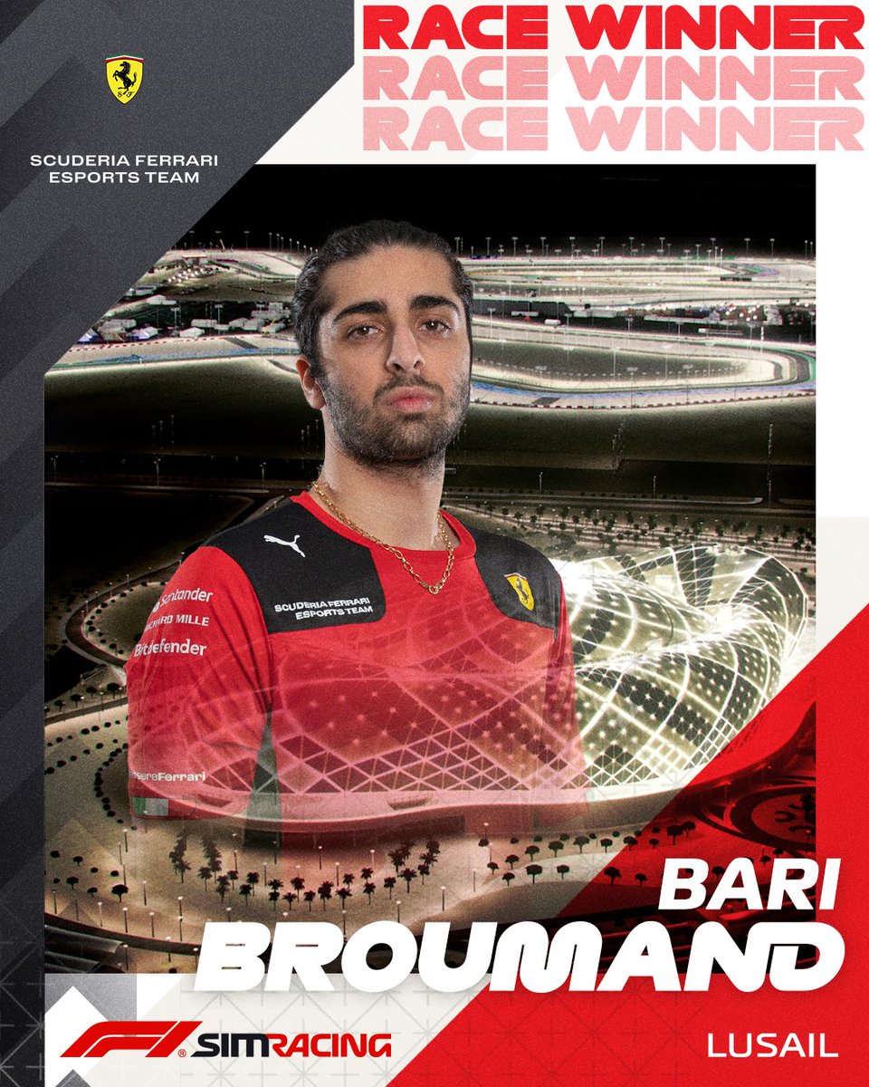 BACK-TO-BACK! It's a 1-2 finish for @FerrariEsports once again as @speedbari wins the F1 Sim Racing Qatar Grand Prix 2024 🇶🇦 #F1Esport