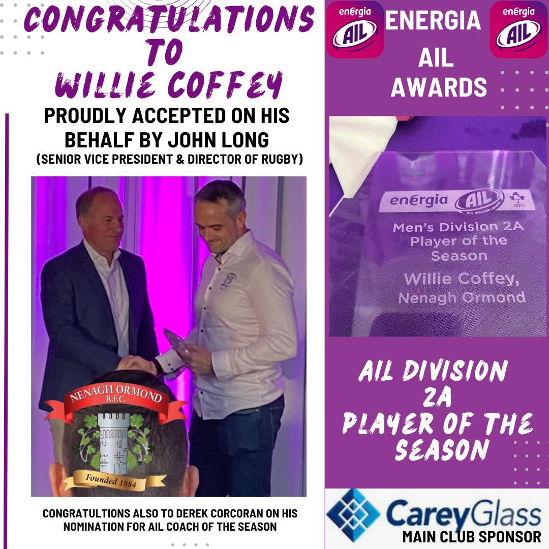 Congrats to Willie Coffey from all at Nenagh Ormond.  #EnergiaAil 
@Munsterrugby @NenaghGuardian 
Player of the season Div2A
Outstanding recognition for a great season.   👏👏🔴⚪️#Oneclub