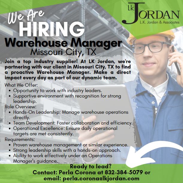 #LKJordanNowHiring 
#CareerOpportunities 
#JobOpenings
#EmploymentGoals 
#CareerSuccess