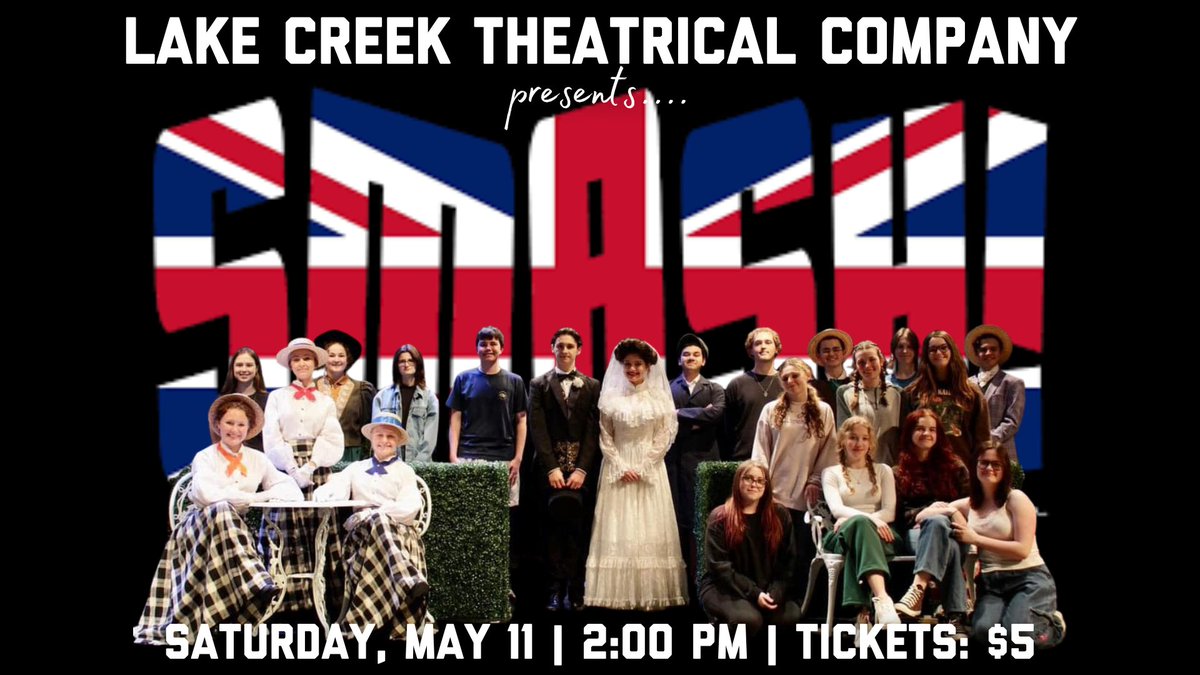 <a href="/lcreektheatre/">Lake Creek Theatrical Company</a> invites you to see their final public performance of the award winning production of SMASH! Sat May 11 at 2 PM in the LCHS Auditorium
<a href="/lions_trw/">Tim Williams</a> <a href="/KellyLout/">KLout</a> <a href="/TanyaBrogger/">Tanya Lambert Brogger</a> <a href="/newtonLCHS/">Mrs_NewtonLCHS</a> <a href="/MrGossett_LCHS/">Joshua Gossett</a> <a href="/Counselors_LCHS/">Lake Creek High School Counselors</a> <a href="/MontgomeryISD/">Montgomery ISD</a> <a href="/amycbusby/">Amy Busby</a> @Mruffin15