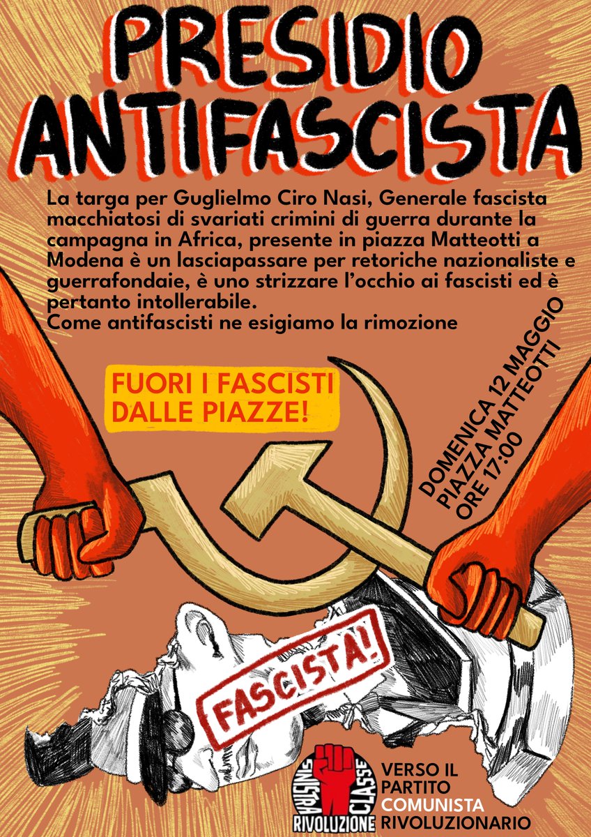 pcr_modena's tweet photo. Togliete la targa commemorativa al Generale Nasi a Modena !!! - Firma la petizione e partecipa al presidio in Piazza Matteotti 12 maggio ore 17.00 
https://t.co/WsKdv2YcdY via @ChangeItalia https://t.co/406yHF930a