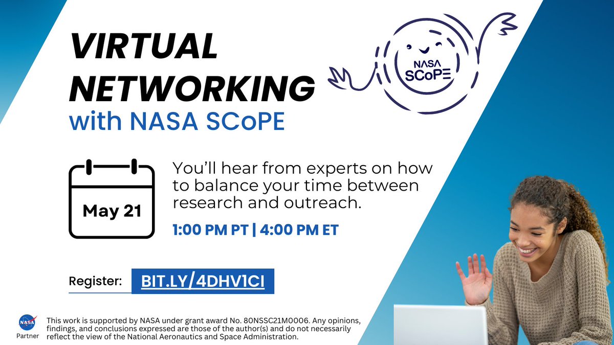 We are kicking off our first Virtual Networking session on Tuesday May 21 at 1pm PT 🎉 Our topic will be: Balancing Your Time Between Scientific Research and Outreach Register today: bit.ly/4dhv1cI