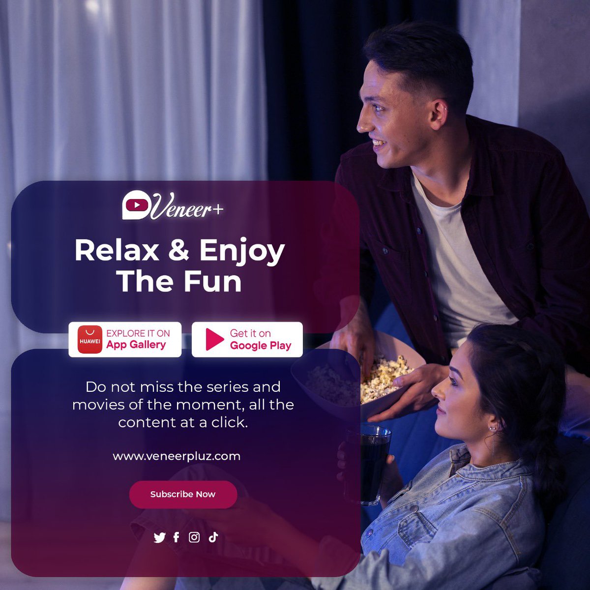 🎥 Veneer+: Your daily dose of entertainment! 🌟 Stream the latest series and movies with just a click. 

Download now on App Gallery & Google Play. 

#MidweekMovies #StreamNow 🍿📱#HumpDayEntertainment  #ViralSeries #CinephileCommunity #FilmFestivalEveryday #PopcornReady