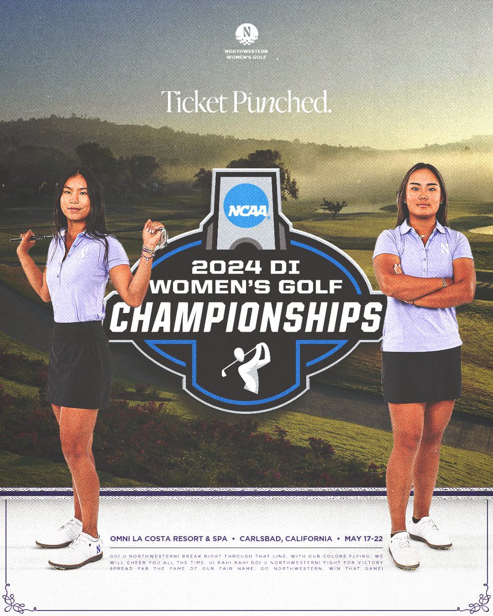 𝐓𝐈𝐂𝐊𝐄𝐓 𝐏𝐔𝐍𝐂𝐇𝐄𝐃 🎟️ For the ninth time since 2013, Northwestern is going to the NCAA Women's Golf Championships!